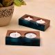 Wood and Epoxy Translucent Aqua Tea-Light Holder - 2 Piece